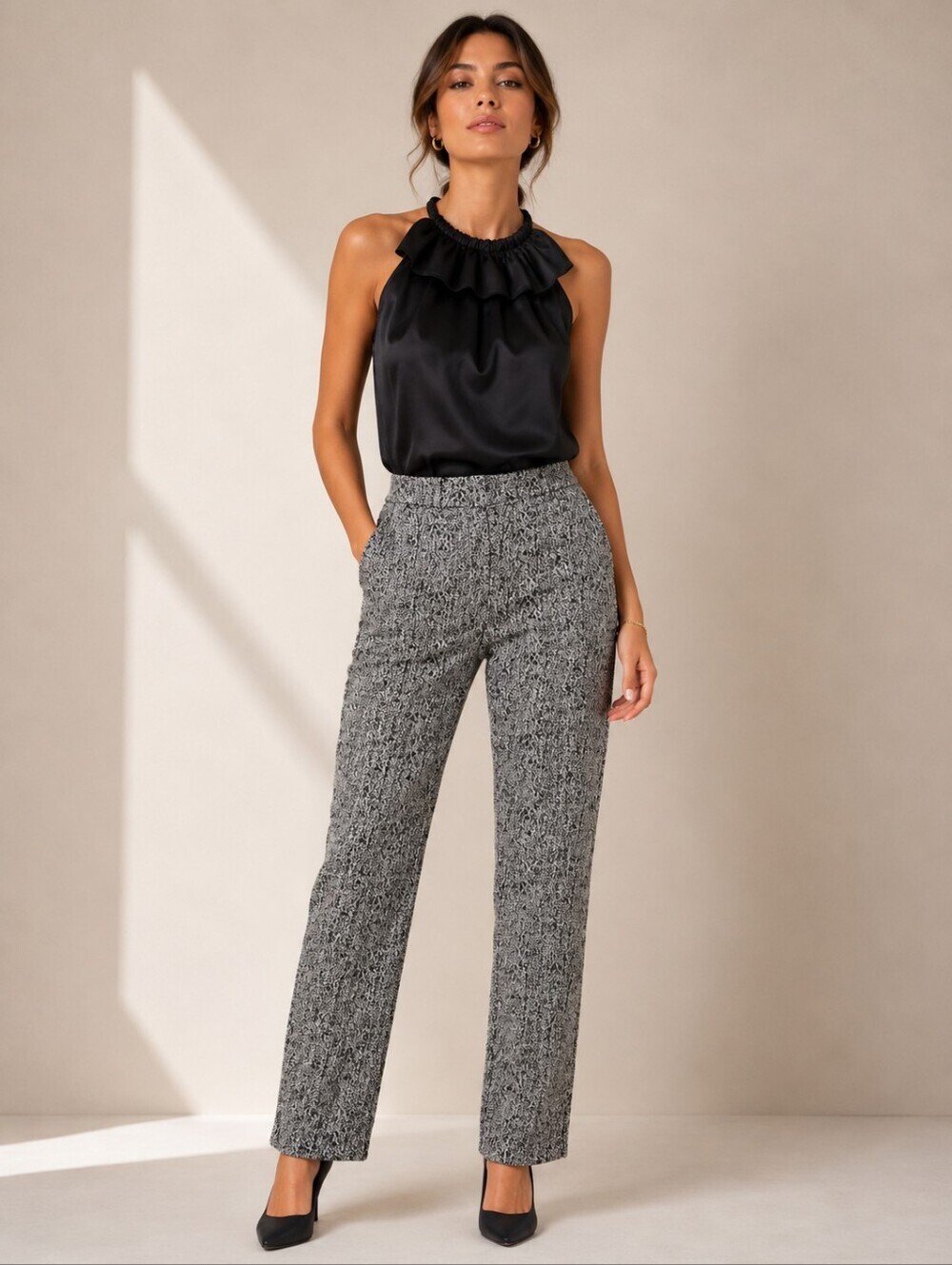 Patrizia Pepe Black And White Pants Size EU 46 US M